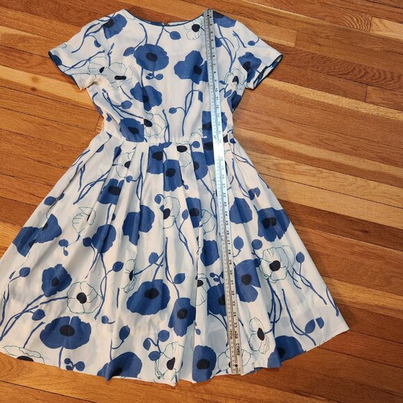 Stacy Ames *True Vintage* 50's/60's Blue Floral Day Dress, Size S (4-6), Retro - Picture 9 of 15